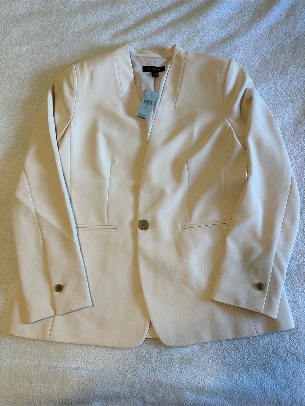 Ann Taylor Ivory Single-Button Tailored Blazer
